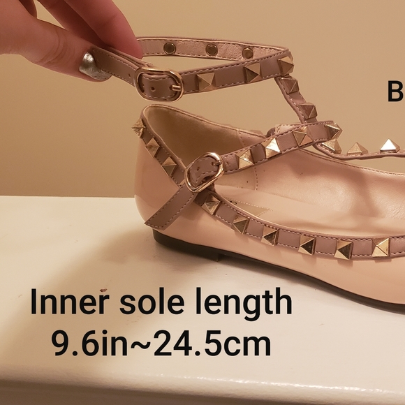 Nude/light peach studded flat - Picture 2 of 5